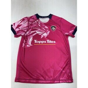 Leicester Tigers Rugby Kit Jersey Pink Topps Tiles Logo Adult XL Samurai